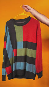 RGB Grid Block Knit Sweater