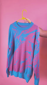 80's Marble Teal & Pink Knit Sweater