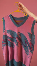 1980's Jazz Knit Sweater Vest (Pink)