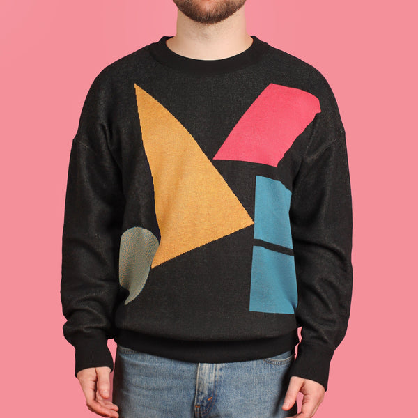 80's Primary Shapes Knit Sweater