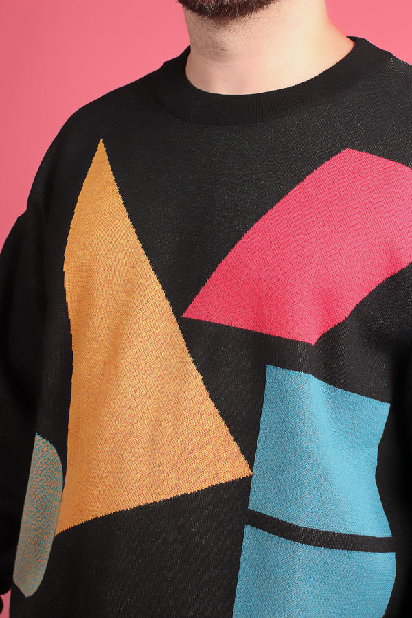 80's Primary Shapes Knit Sweater