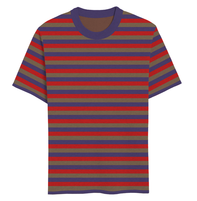 Red & Purple Striped Knit T-Shirt