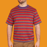 Red & Purple Striped Knit T-Shirt