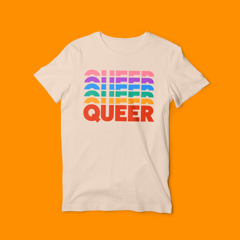 rainbow queer t-shirt cream