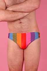 Pastel Rainbow Stripe Swim Brief