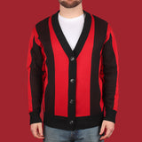 Red & Black Striped Knit Cardigan