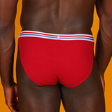 Dark Red Ribbed Sport Brief
