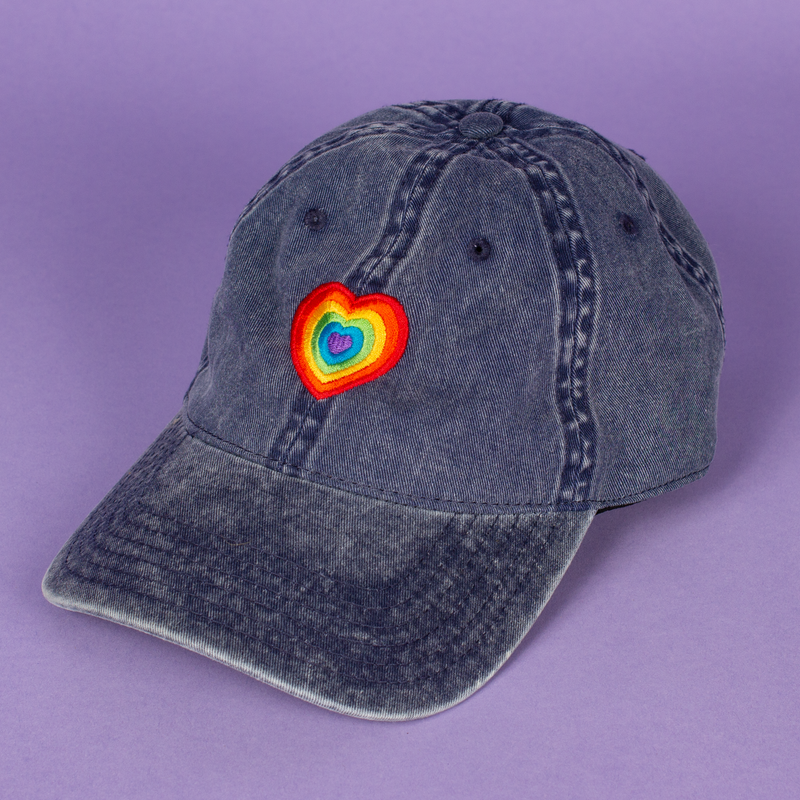 Retro Pride Rainbow Heart Denim Hat