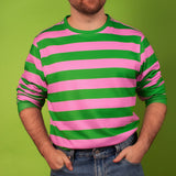 Green & Lavender Striped Sweatshirt - Small (Sample Sale)