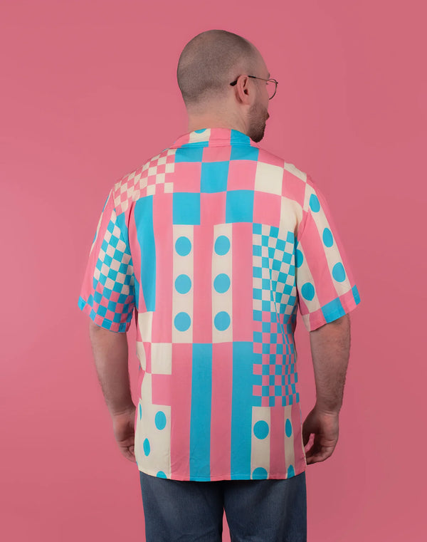 Transgender Pride Patchwork Hawaiian Shirt - Medium (Sample Sale)