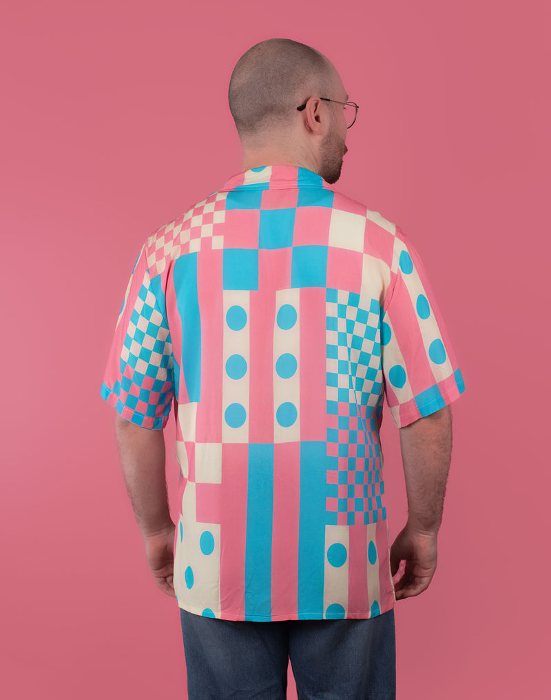 Transgender Pride Patchwork Button-Up Shirt