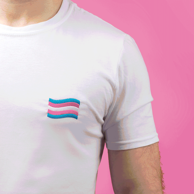 Transgender Flag Embroidered T-Shirt