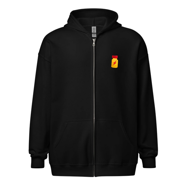 Poppers Embroidered Zip Hoodie