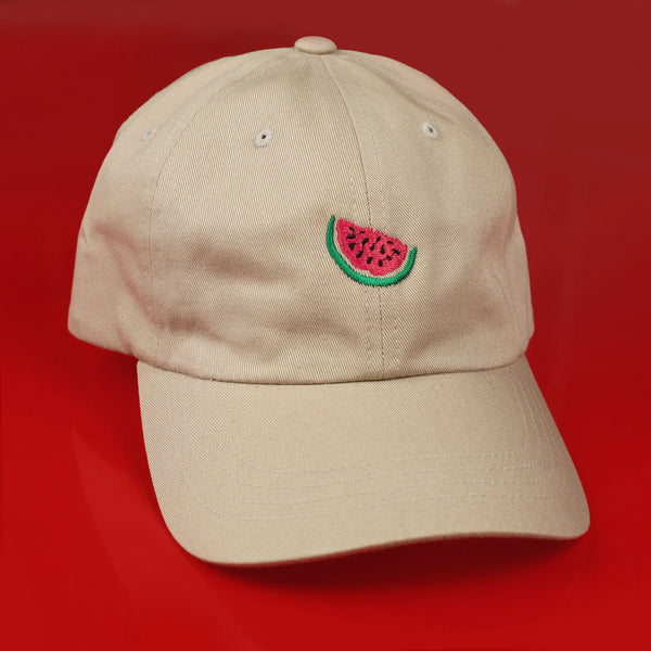 Watermelon Embroidered Hat- Tan (Sample Sale)