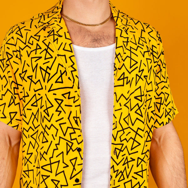 Yellow Zig-zag Hawaiian Shirt