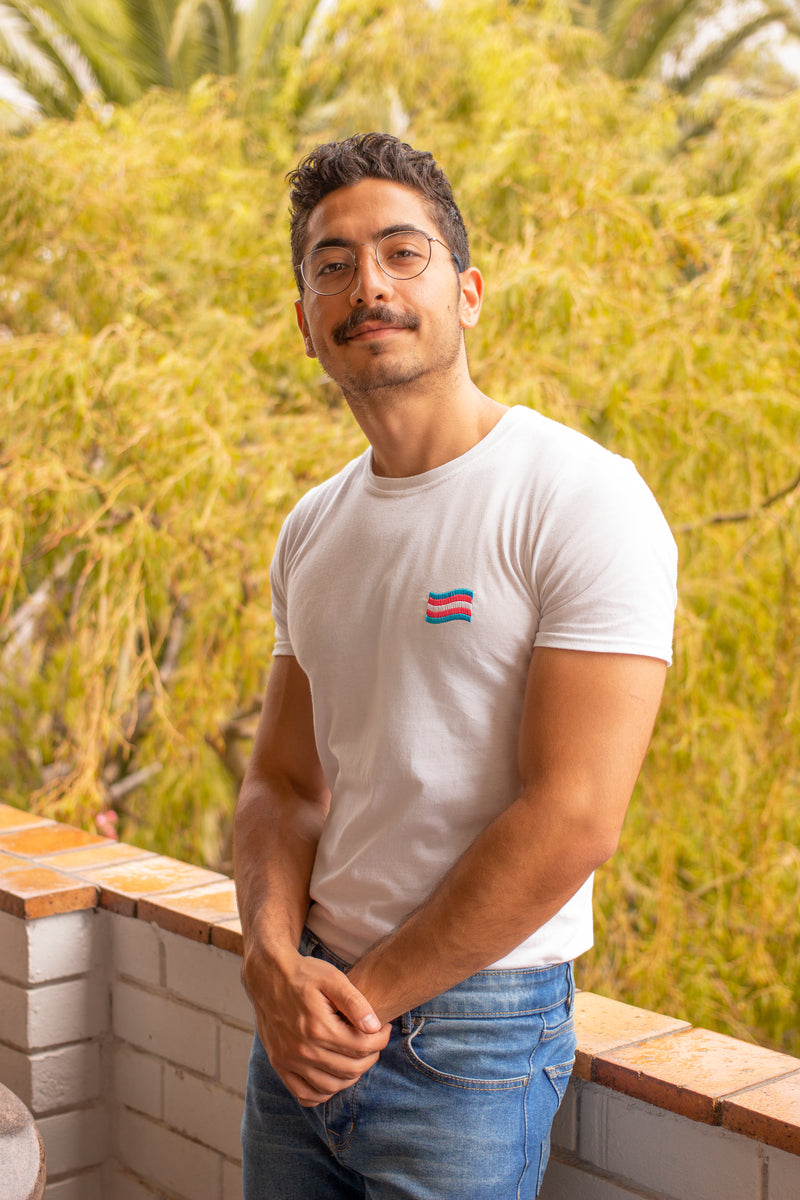 Transgender Flag Embroidered T-Shirt