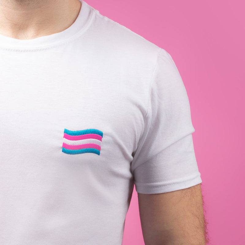 Transgender Flag Embroidered T-Shirt