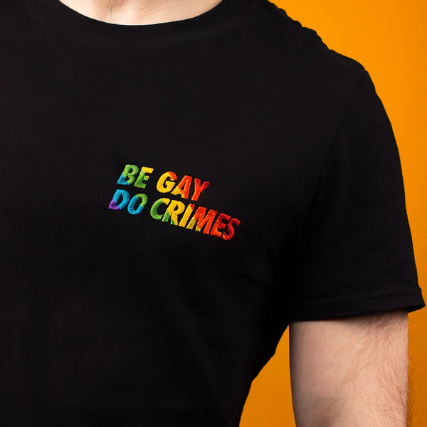 Be gay do crimes embroidered rainbow tshirt