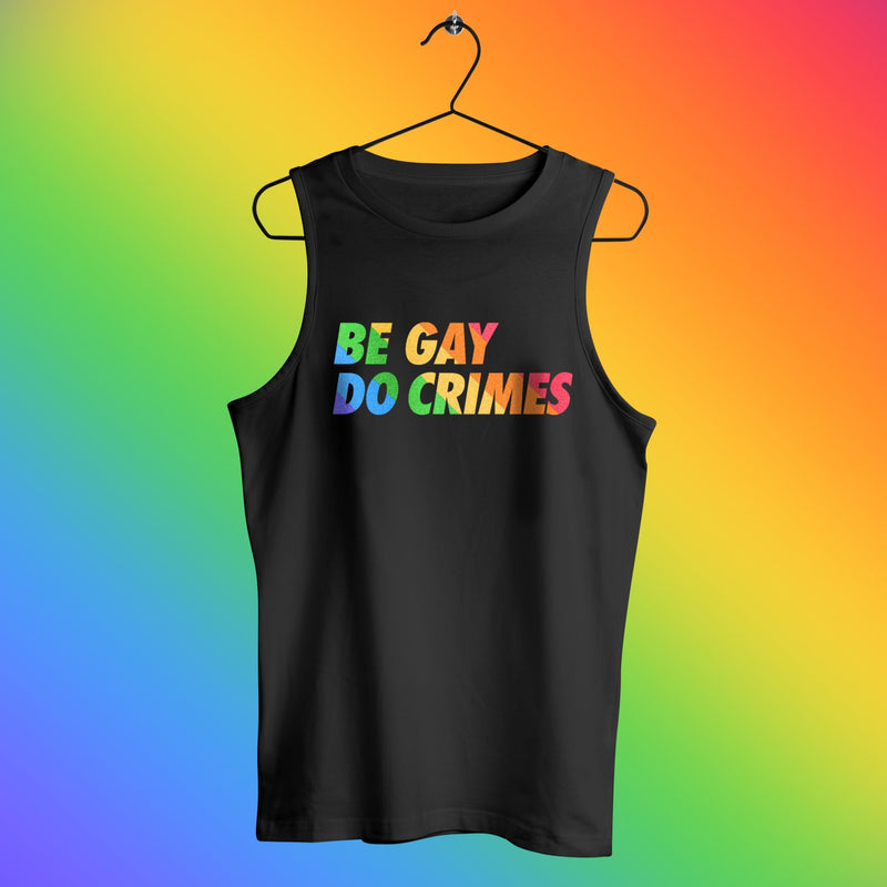 Be gay do crimes rainbow tank top muscle shirt in black