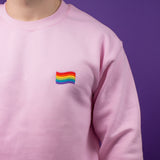 Embroidered LGBT rainbow gay pride flag pink sweater